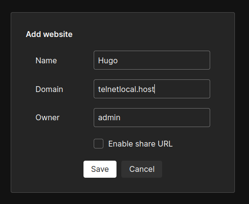 Hugo add website screenshot